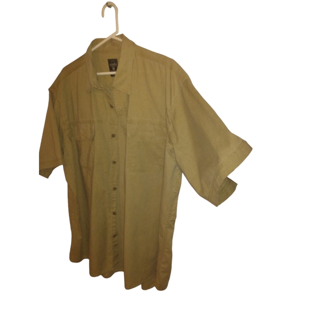 Red Head Casual Button Down Shirt Short Sleeved Green Khaki Pocketed Staple XL - Picture 3 of 7
